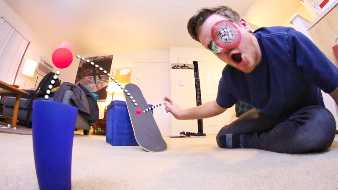 AWESOME BLINDFOLD PING-PONG TRICK SHOTS!