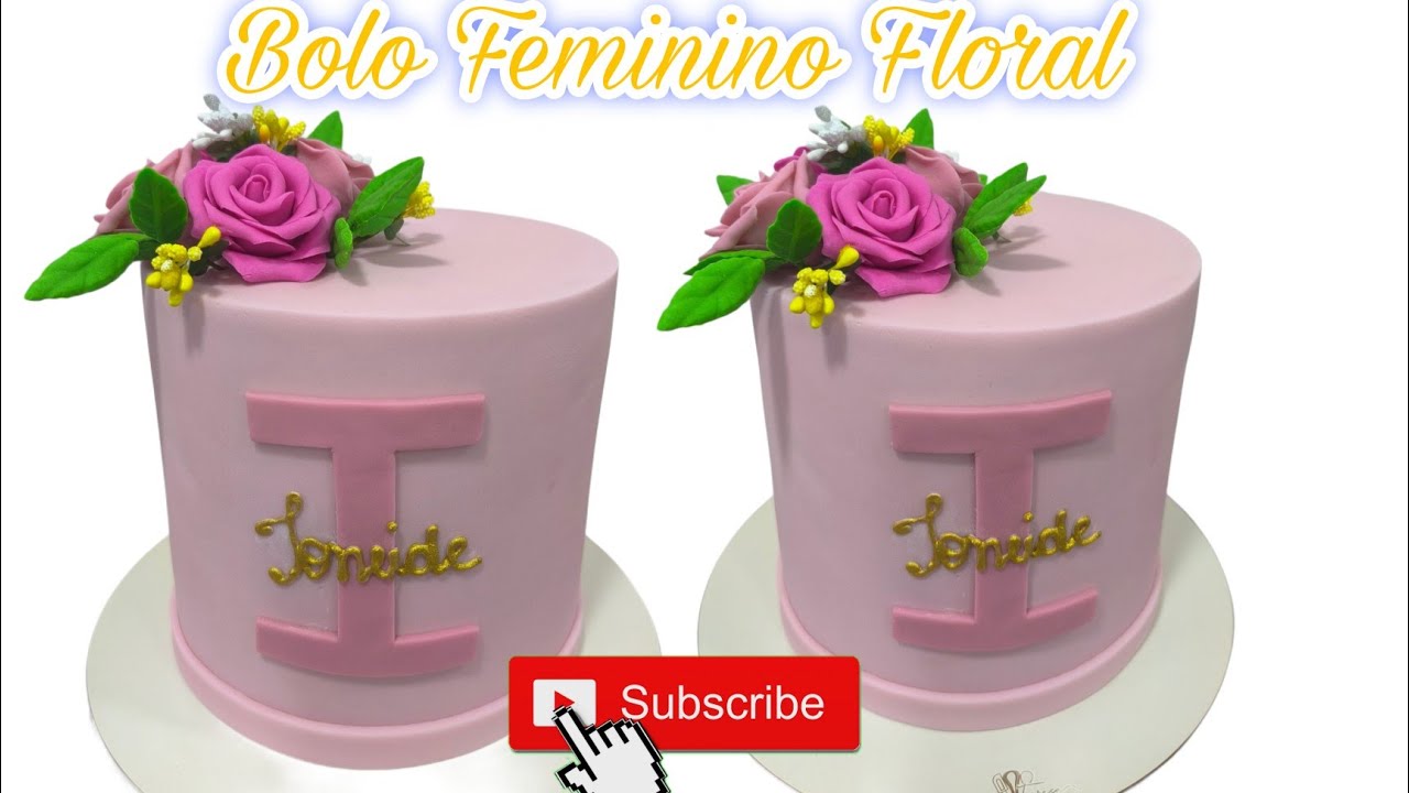Bolo com a Inicial + Flores