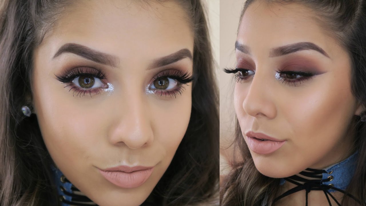 Deep Red W/ Glitter Inner Corners Makeup Tutorial | MarianneMMakeup