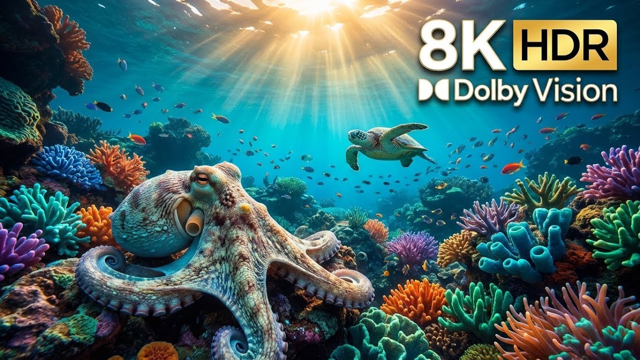 Underwater Serenity with Natural Sounds | 8K HDR Dolby Vision