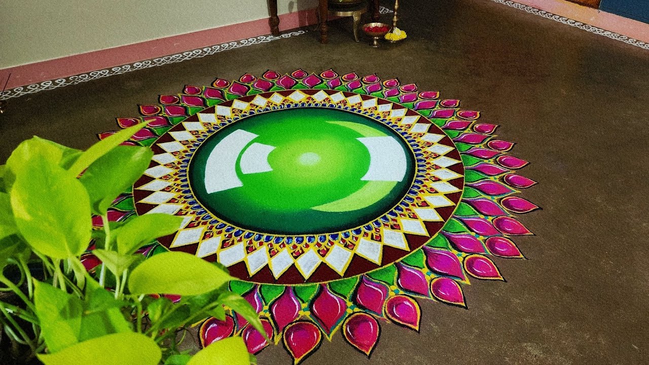 3D Rangoli for Margazhi 🔅| Unique special kolam design | Attractive rangoli🌹🌹