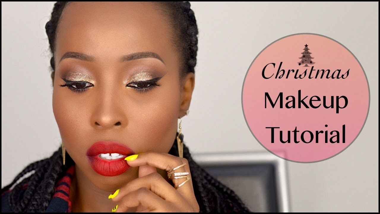 Christmas Holiday Makeup Tutorial 2015 | Glitter eyes and Ombre Red lips | How to | Misz Posh MUA
