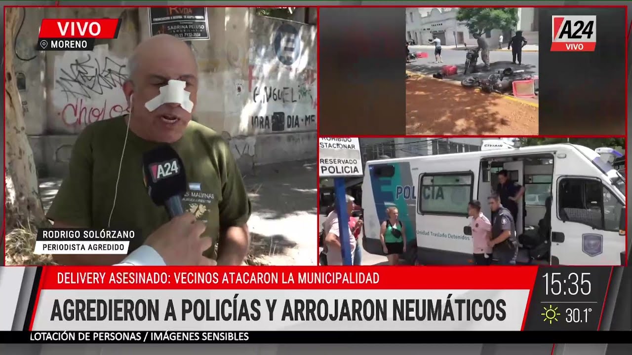 🚨 DELIVERY ASESINADO EN MORENO: LA POLICÍA AGREDIÓ A UN CAMARÓGRAFO CON UN PIEDRA