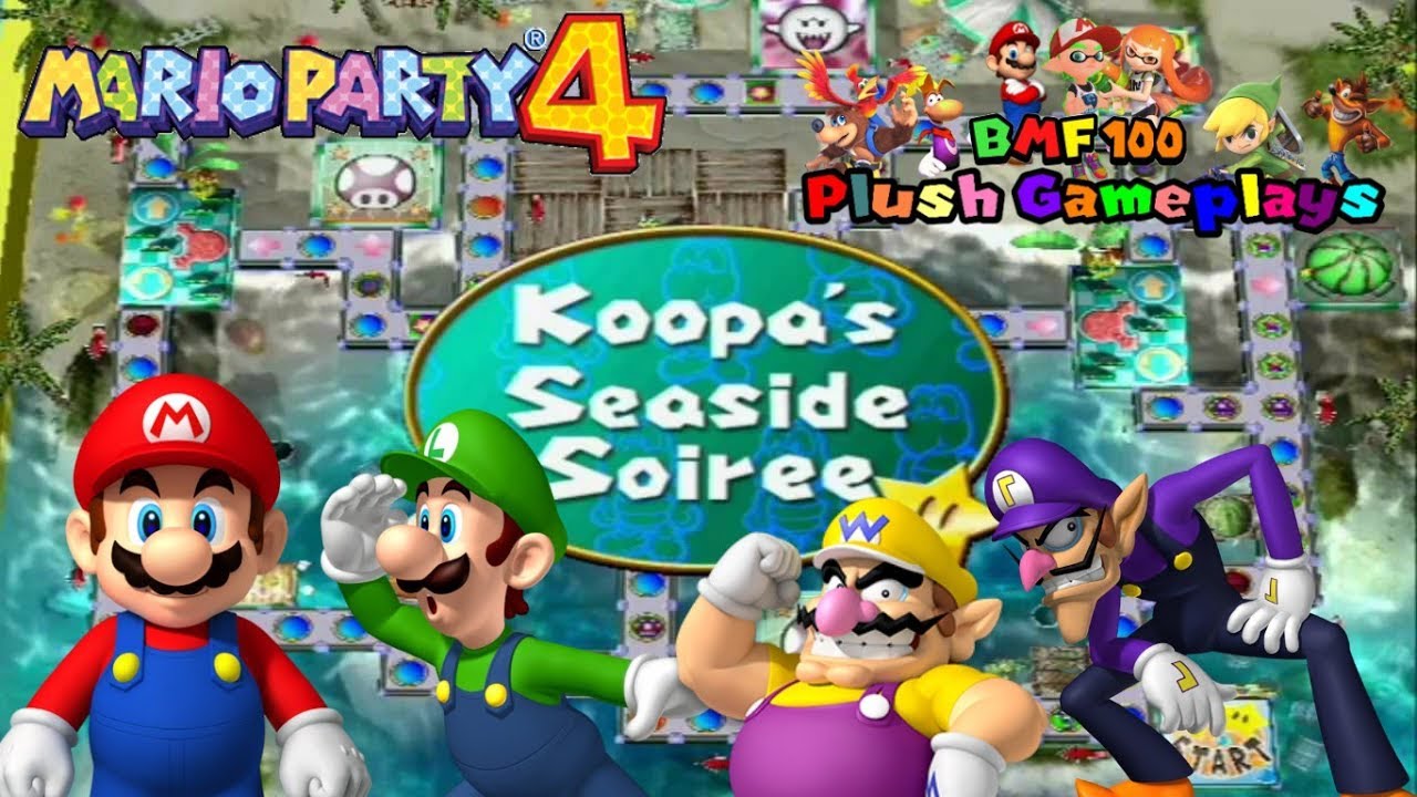 BMF100 Plush Gameplays: Mario Party 4 Koopa's Seaside Soiree (Party) Gameplay!