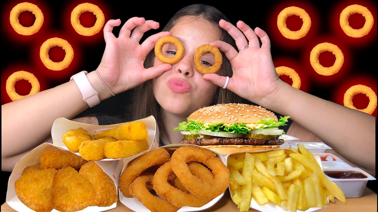 ASMR MOST POPULAR FOOD AT BURGER KING BIG KING, NUGGETS, MOZZARELA STICKS, FRIES MUKBANG | Tati ASMR