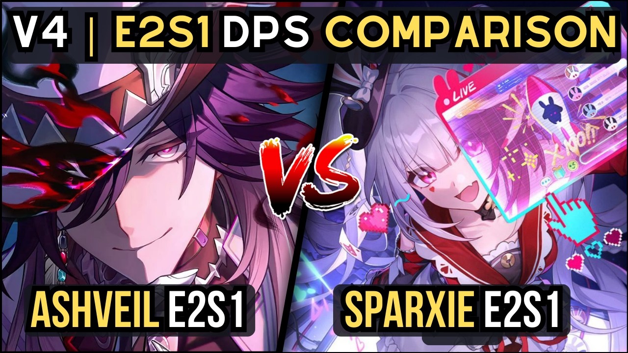 V4 | E2S1 DPS COMPARISON | Hypercarry Ashveil E2S1 x Sparxie E2S1 | New Memory of Chaos 4.0 #ashveil