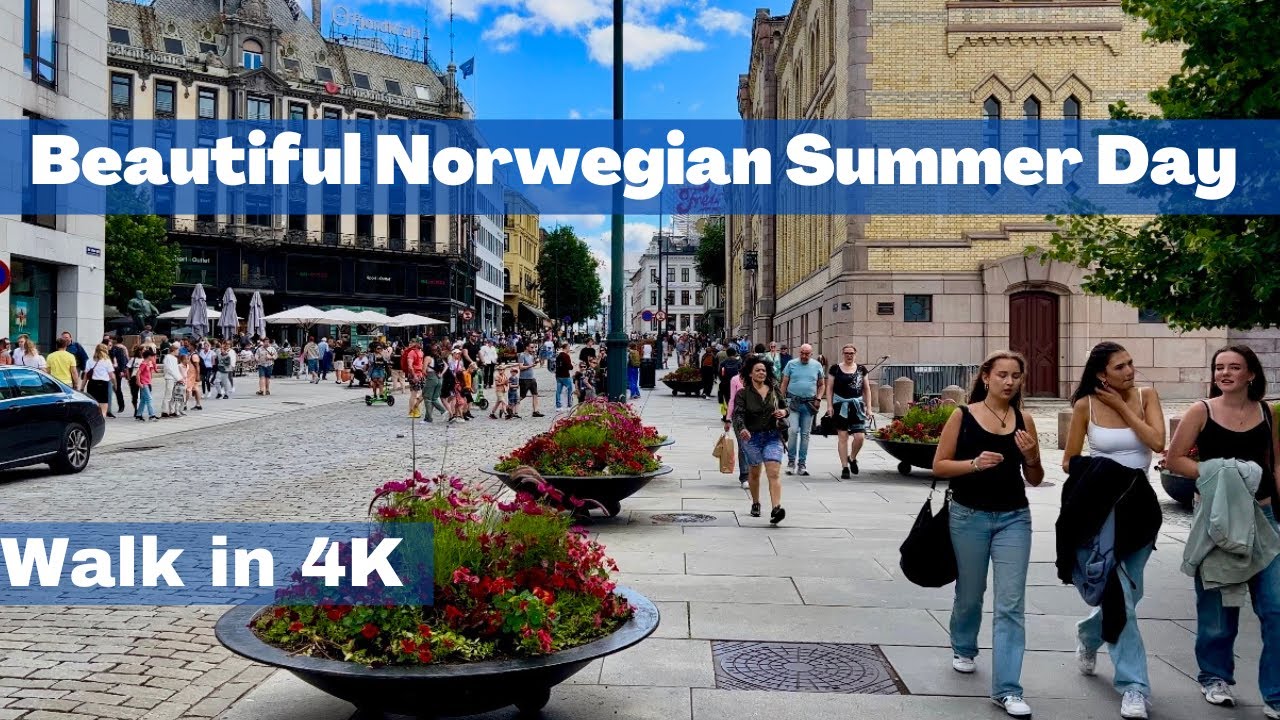 Oslo, Norway 🇳🇴 - Summer Walk - 4K/60fps HDR - Walking Tour