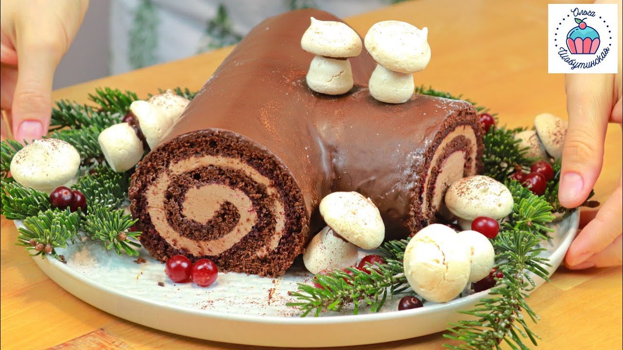 Потрясающий Торт РОЖДЕСТВЕНСКОЕ ПОЛЕНО (Bûche de Noël)