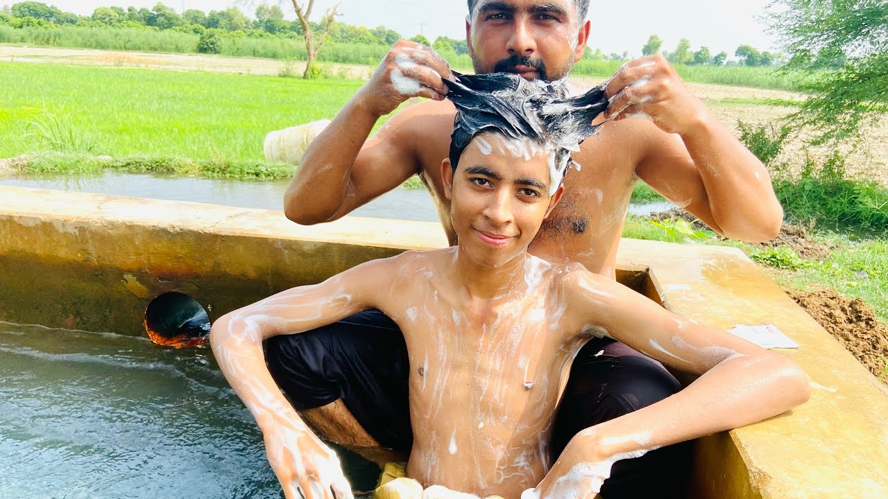 Village Pool ASMR: Hair Washing, Body Massage & Shampoo Therapy