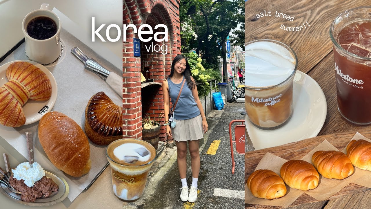 korea vlog | salt bread bakeries, coffee, haircut/perm @ chahong, shopping, stationary, photo booths