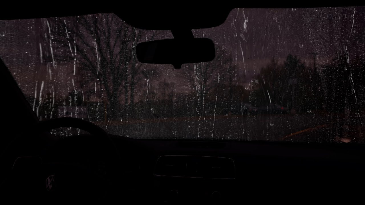 Heavy Rain and Thunder in Your Car with Gentle Piano for Deep Sleep & Relaxation