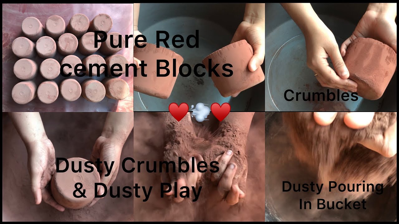 #ASMR 150 #purecement  Extremely Dusty Pure Red Cement Crumbing InTub ..💨♥️Satisfying Video..!!