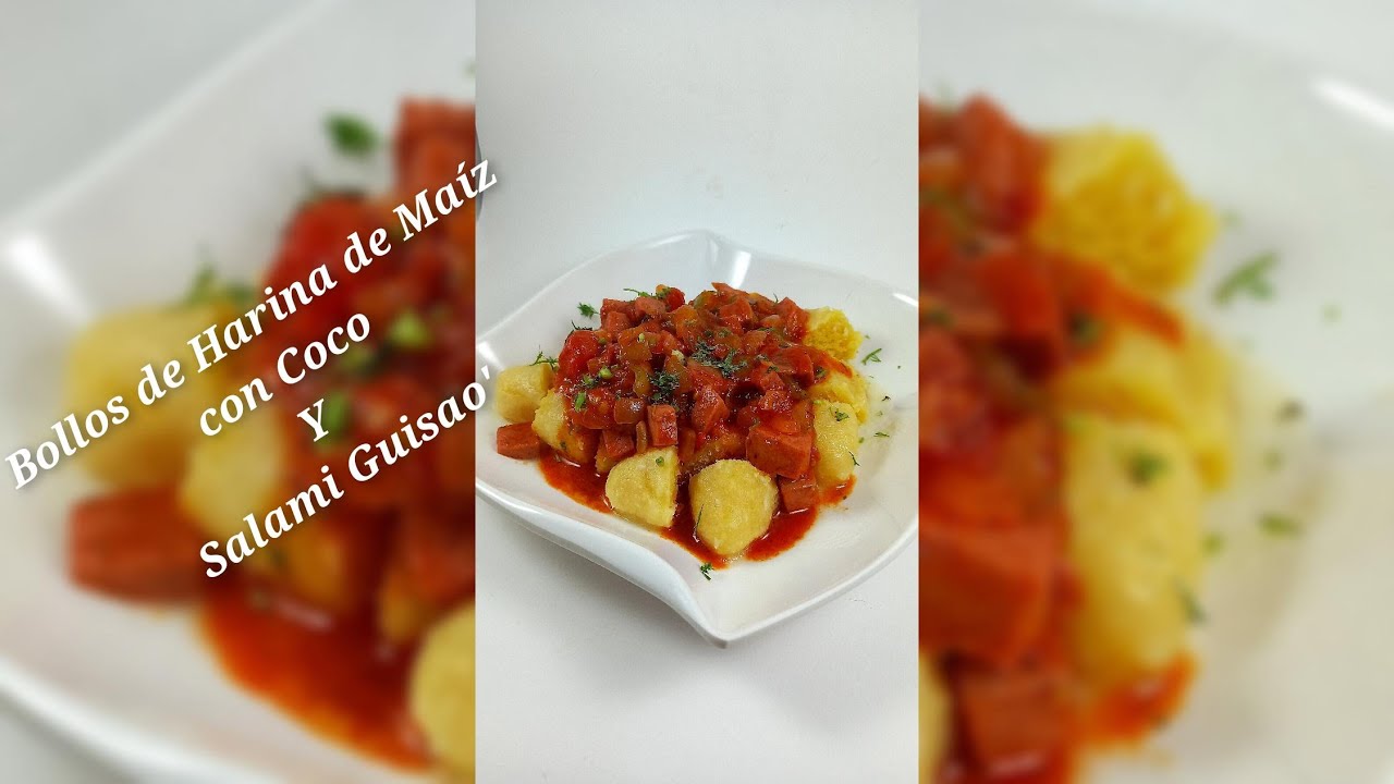 Como hacer Bollos de Harina de Maiz con Coco y Salami Guisao'