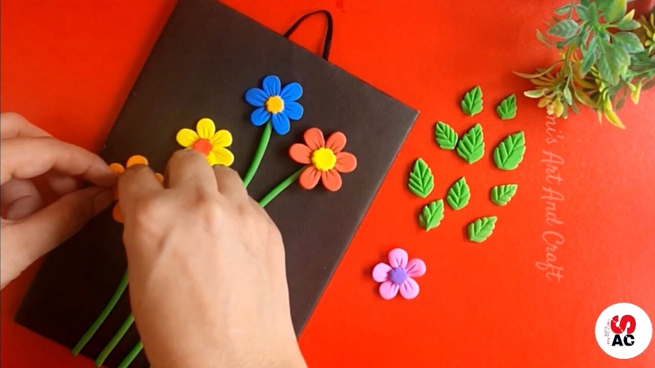How to Make Clay Flower Wall Hanging / Quick Paper Craft For Home Decoration Easy Wall Mate DIY