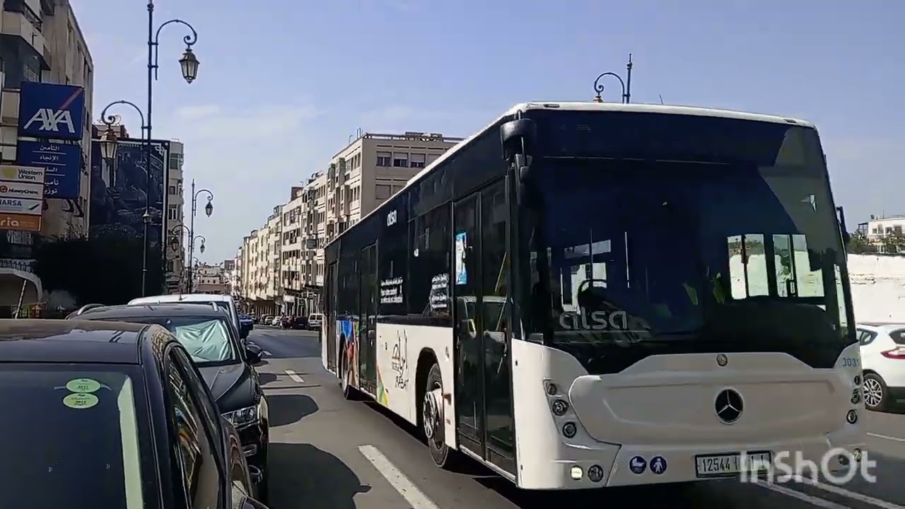 Transport en communs du Maroc ( car de l'équipe de Touareg + car marine royal bus avec logo ALSA 
