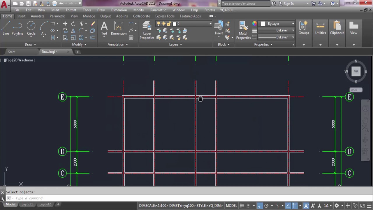 3- How to draw Axis And Walls by using YQArch plugin | طريقة رسم المحاور والحوائط م/ وليد عبدالغفار