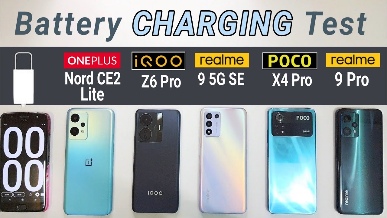 OnePlus Nord CE 2 Lite vs Realme 9 Pro vs iQOO Z6 Pro vs Realme 9 5G SE vs Poco X4 Pro Charging Test