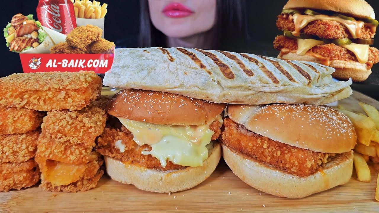 ASMR ALBAIK FAST FOOD | CHICKEN BURGER, SHAWARMA, NUGGETS, FRIES MUKBANG