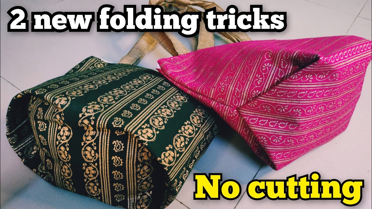 New Folding tricks - No cutting - just one piece for handbag making | DIY tote bag/ purse/ lunch bag