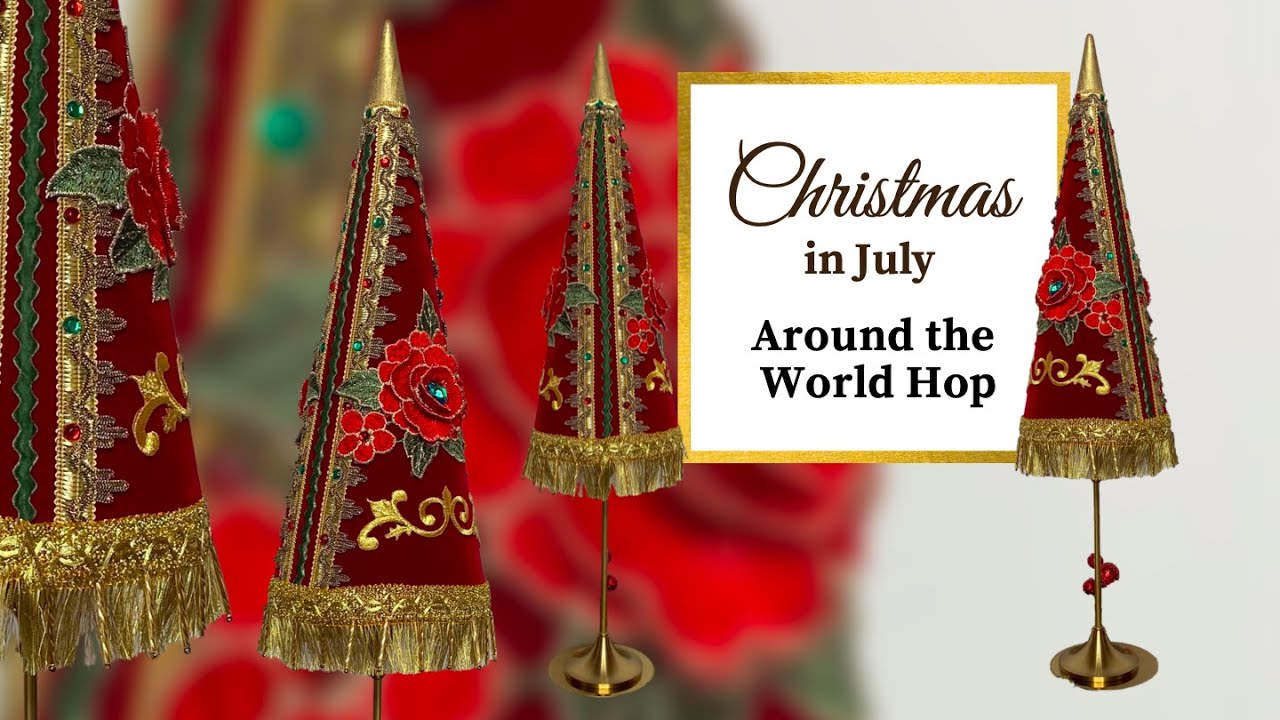 Royal Red Velvet Christmas Tree Ornament with Jewels | Christmas in July Around the World Hop