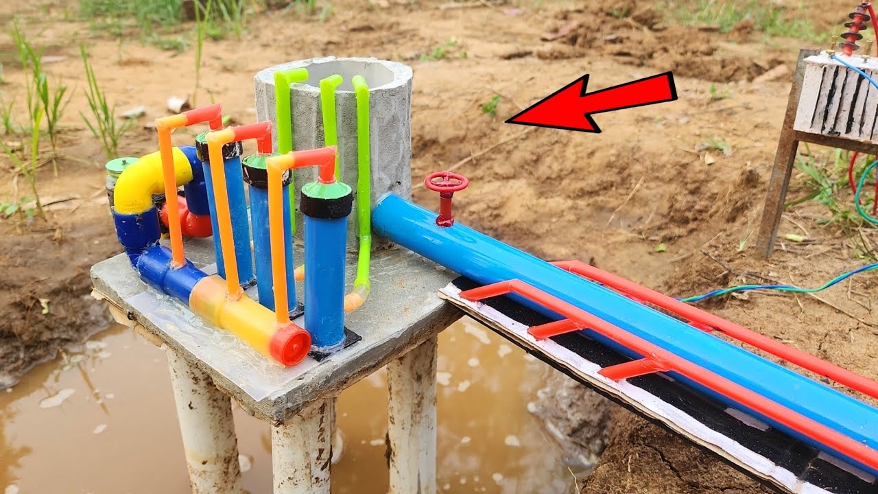 How to make mini water pump || Water filter tank construction || Science Project