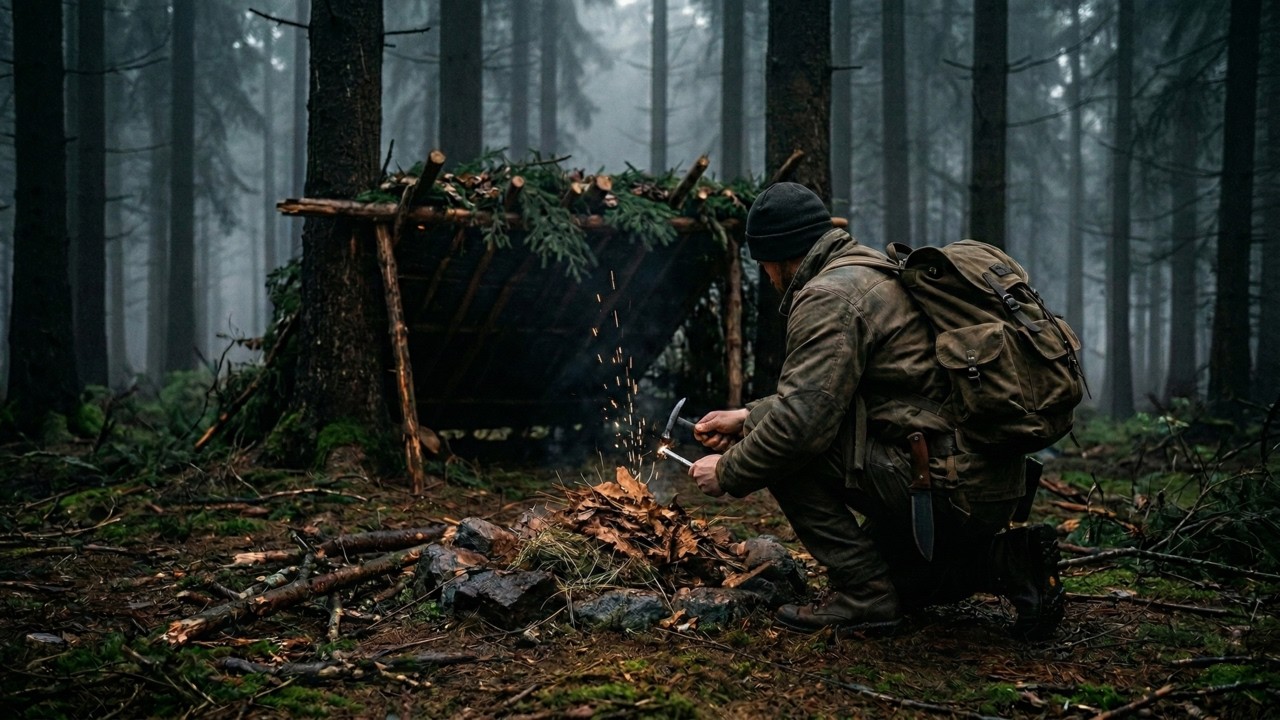Solo Bushcraft: Building a Warm Forest Shelter from Scratch | ASMR Survival