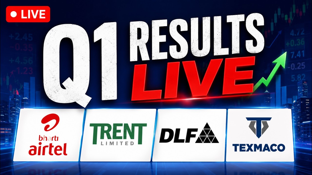 Q1 Results LIVE | Bharti Airtel, Trent, DLF, UPL, SBI Funds, Texmaco | Stock Market Live