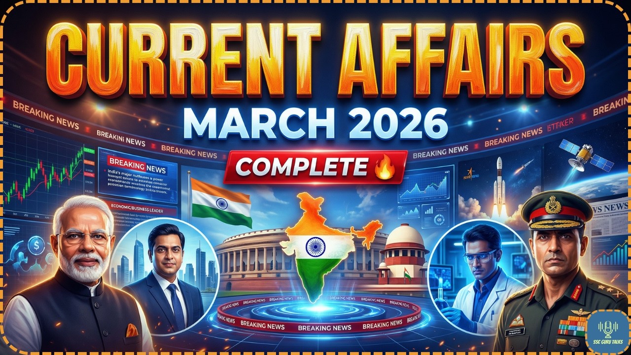 March 2026 Current Affairs 🔥 | Complete India CA | SSC UPSC | Important MCQs & Facts SSC 2026