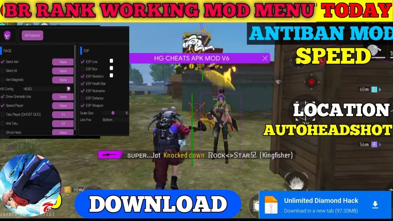 OB52 FREE FIRE MOD MENU 🔥 UNLIMITED DIAMOND HACK 🔥 FF MOD MENU APK 2025
