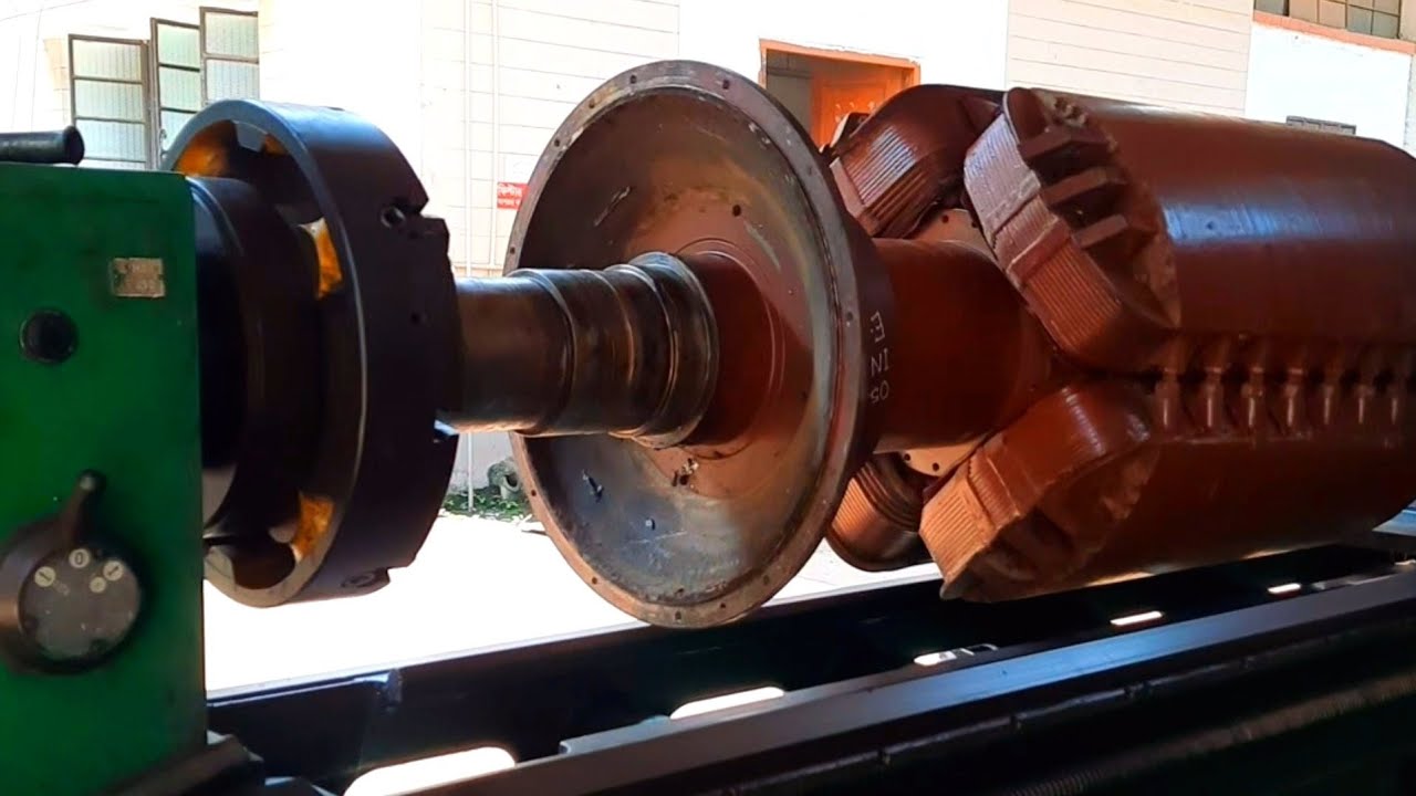 Heavy Electric Motor Rotor Shaft Repair Machining Process - lathe (invention)