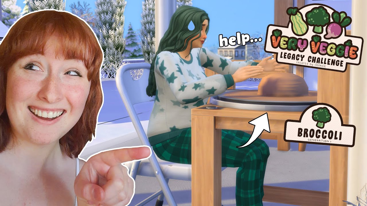 forcing my sim to do pottery in the snow..