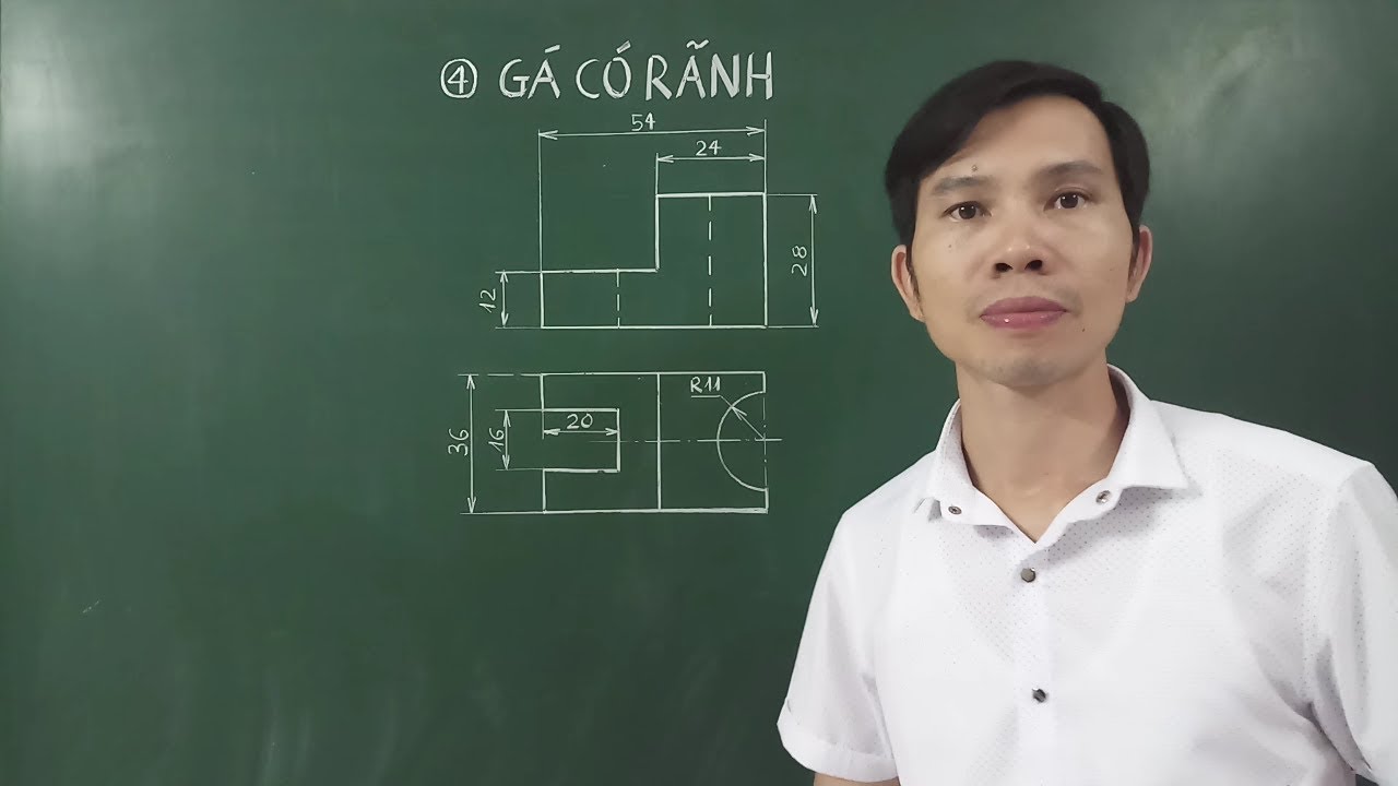 Vẽ hình chiếu trục đo - Hình cắt - Hình chiếu cạnh Gá có rãnh - Hình 4 Bài 6 SGK Công nghệ 11