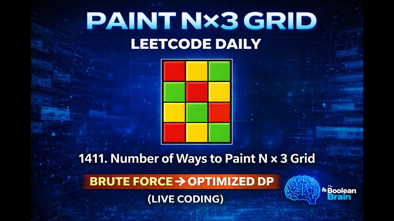LeetCode Daily Challenge | No of Ways to Paint N×3 Grid(1411) | Brute Force to Optimal DP(Live Code)