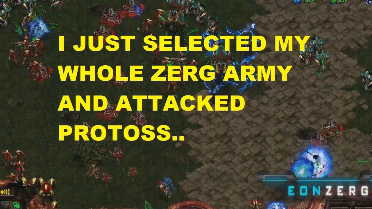 Я просто выбрал всю свою армию зергов и атаковал протоссов.