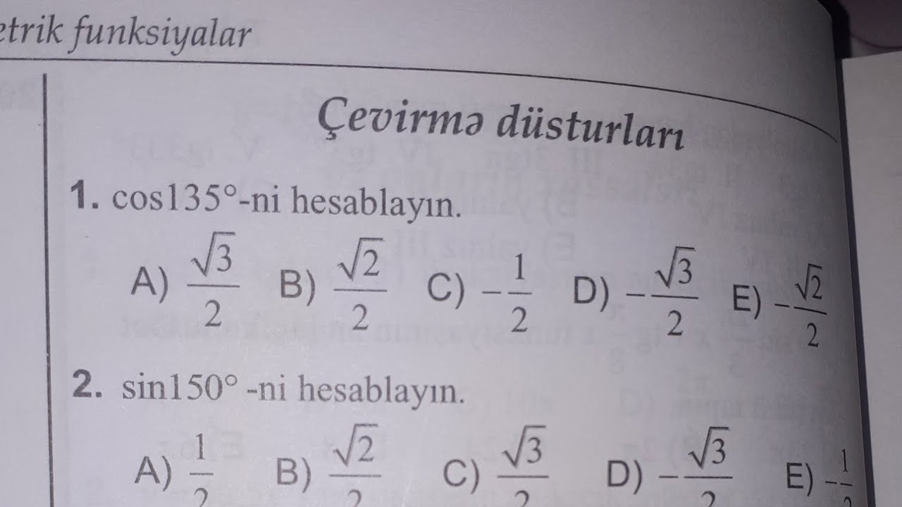 çevirmə düsturları. 65-78. test toplusu