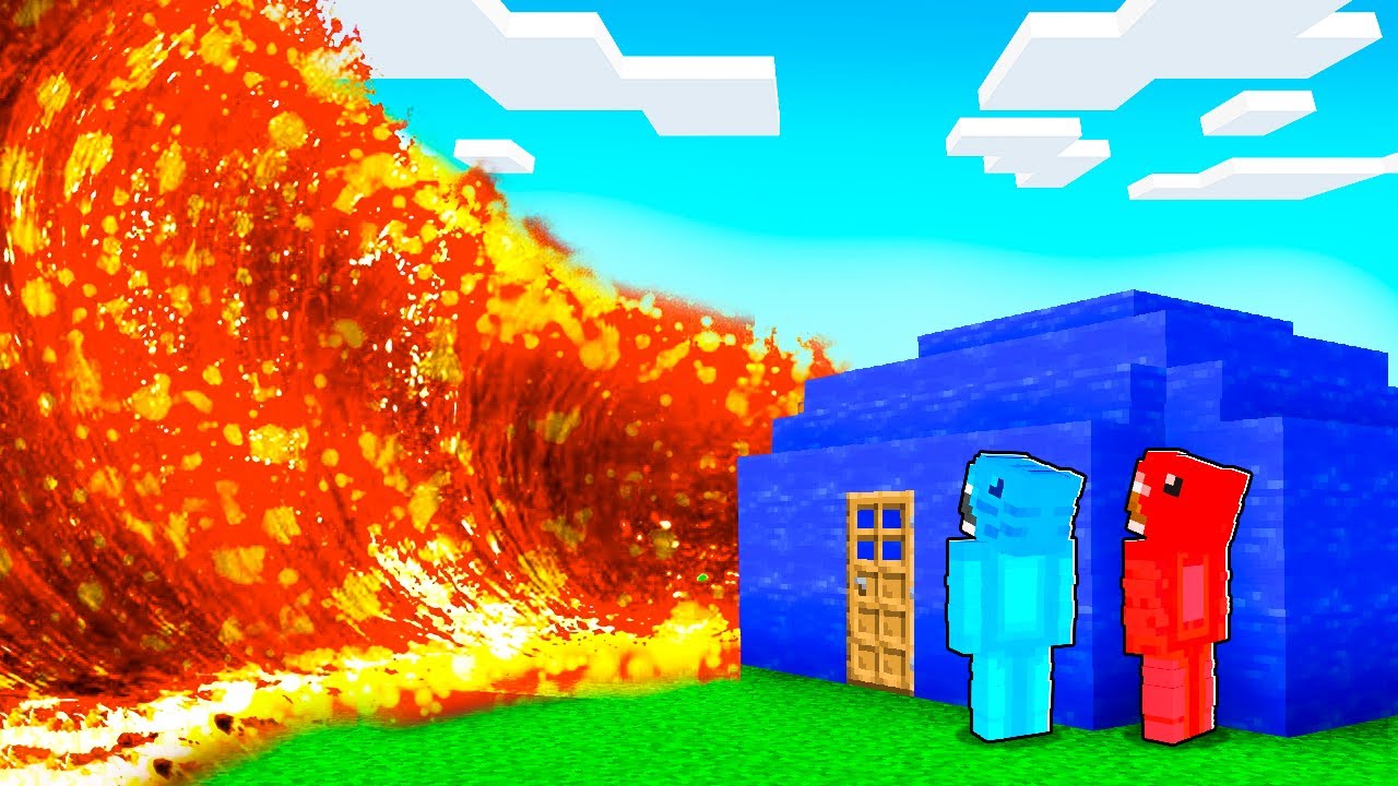 Casa de AGUA vs TSUNAMI de LAVA en Minecraft!