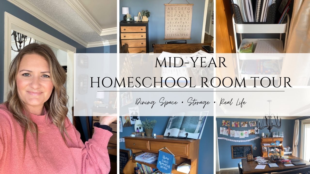Homeschool Room Tour / Homeschooling in Our Dining Space / How We Store Our Curriculum