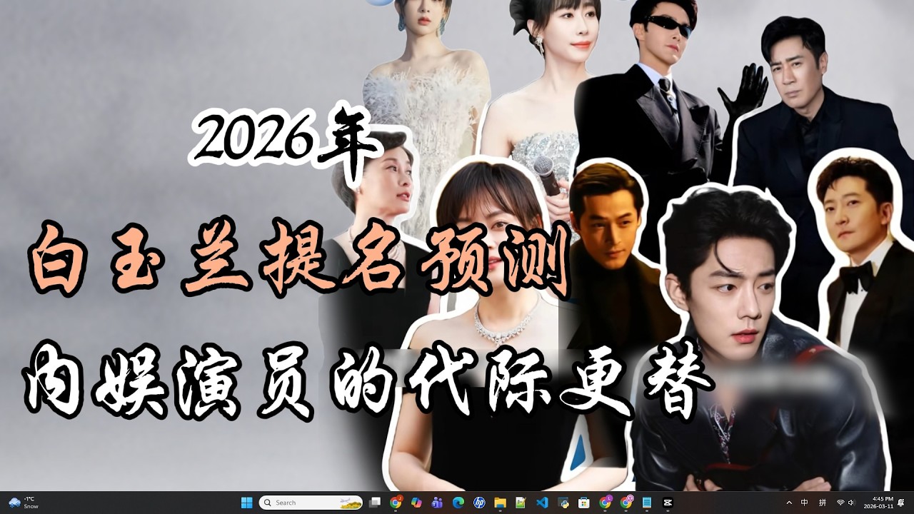 2026白玉兰提名预测，内娱演员的代际更替  2026 Magnolia Awards Predictions: A Generational Shift in Chinese Actors