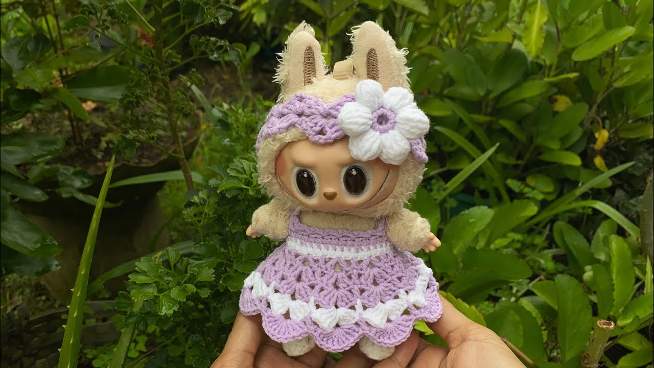 How to crochet basic dress & headband for LaBuBu 17cm/Crochet dress & accessories for LaBuBu/DIY