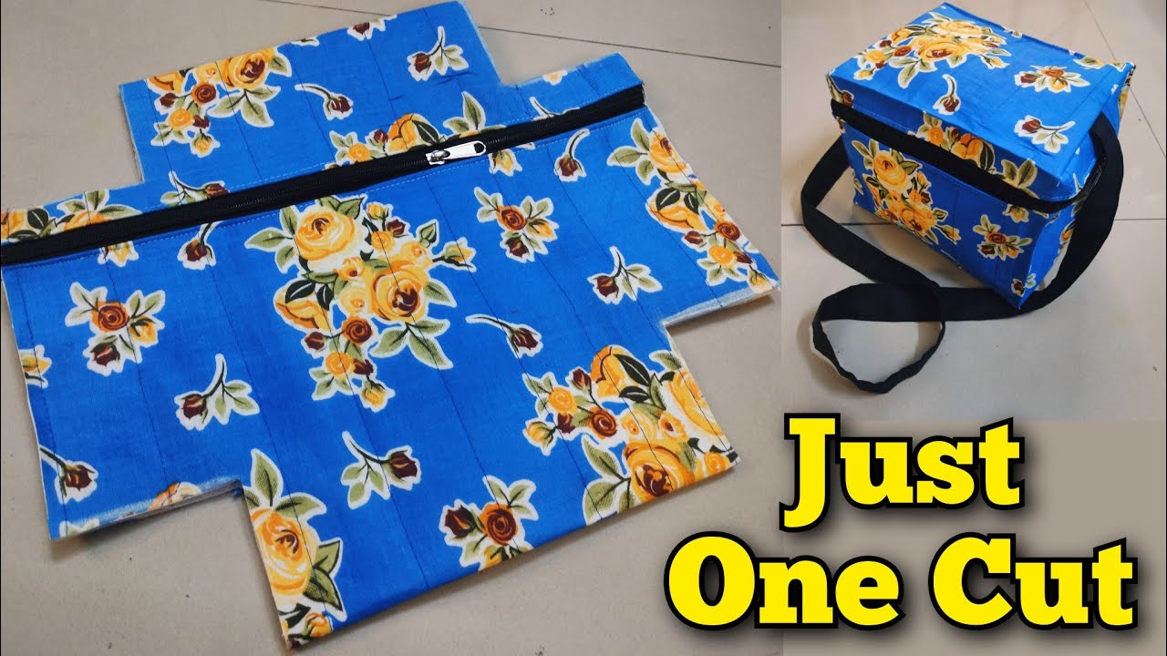 Just one Cut - Lunch box bag cutting and stitching/ Box bag making at home/ Tiffin bag/ picnic bag