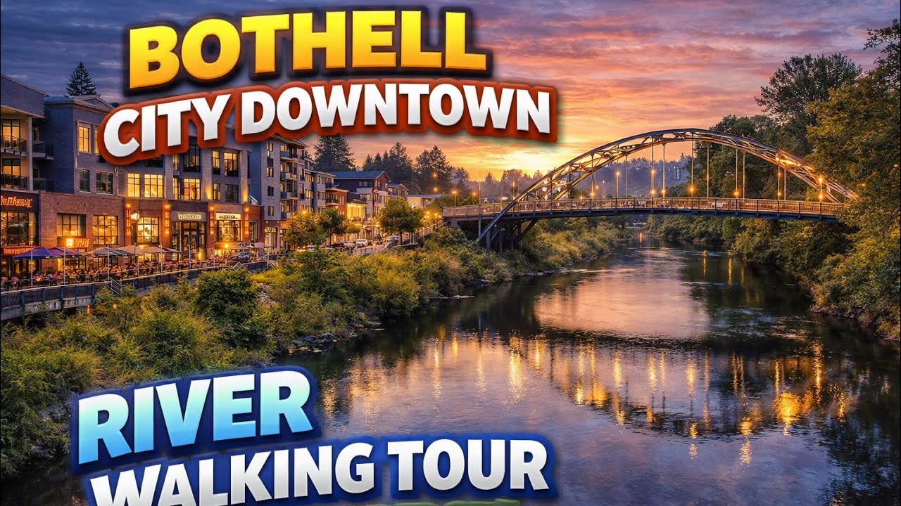 usa BOTHELL CITY Downtown and Sammamish River Trail-Virtual Walking Tour on Foot 4K Stunning Views.