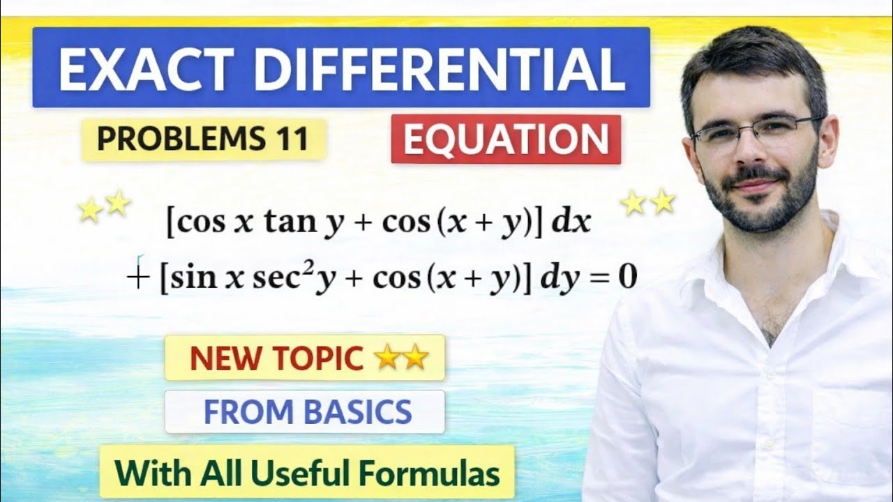 EXACT DIFFERENTIAL EQUATION SOLVED PROBLEM 11  | FIRSTORDER DIFFERENTIAL EQUATION