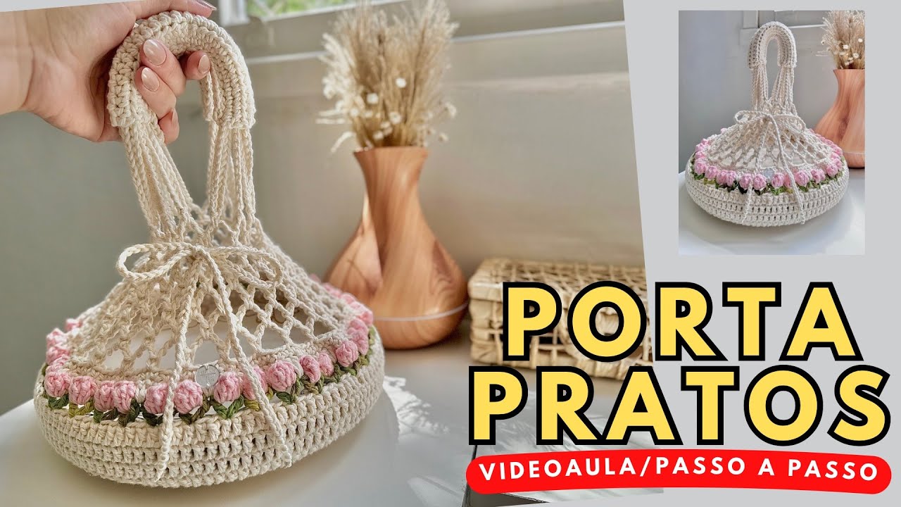 PORTA PRATOS EM CROCHÊ/SACOLA PARA CHURRASCO/BOLSA DE CROCHÊ/Passo a passo de crochê por Mirian Lima