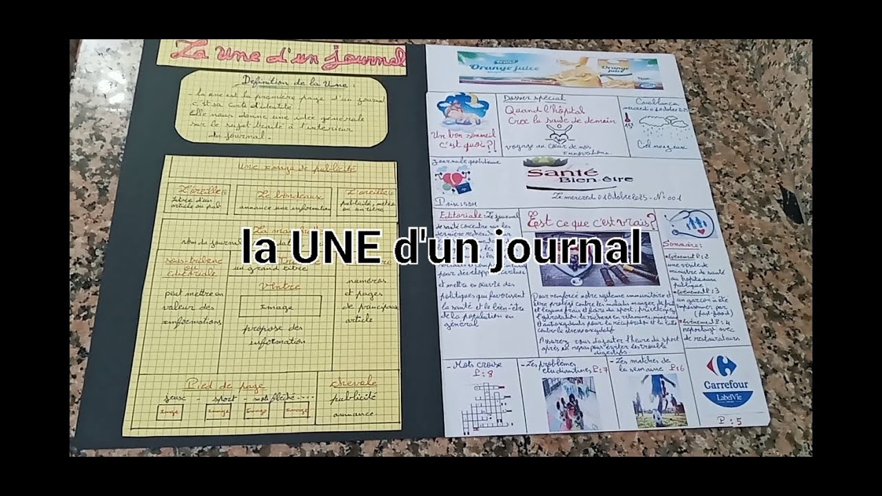 طريقة إنشاء جريدة مدرسية la UNE d'un journal