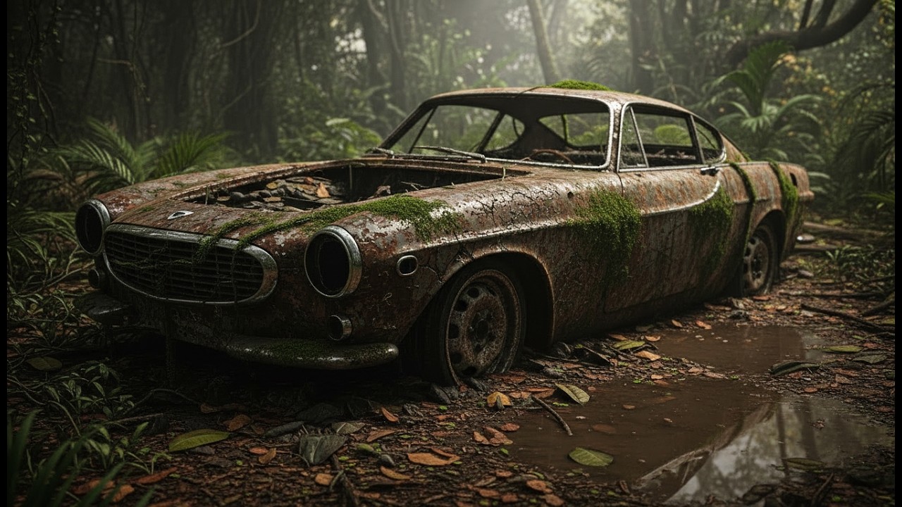ASMR Car Restoration! Full Restoration 1961 Volvo P1800 Burned Jungle to Metallic Grey