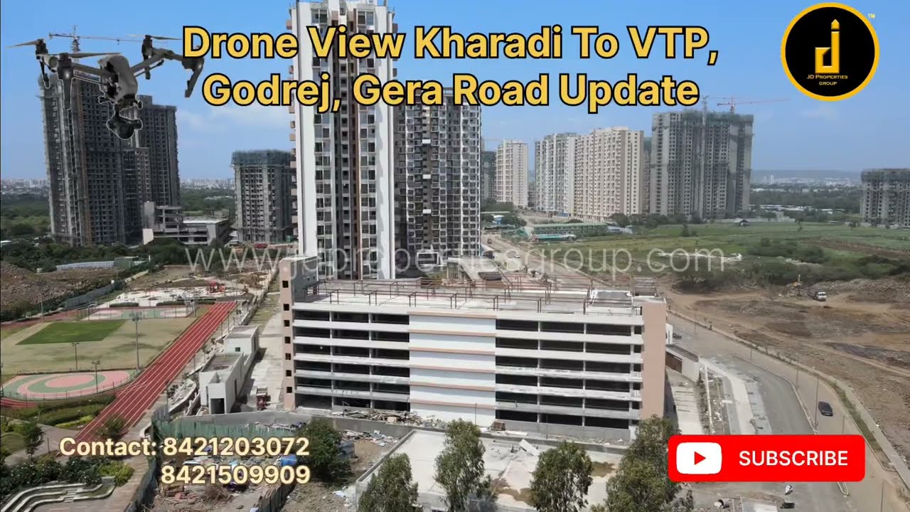 Drone View Kharadi To VTP, Godrej, Gera and solitaire land Update September 2023