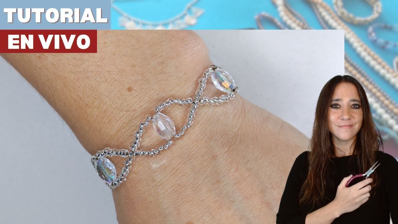 PULSERA CRISTALES DE ÓVALOS Y MOSTACILLAS, Tutorial en vivo 182 #ArribaLaHabladera