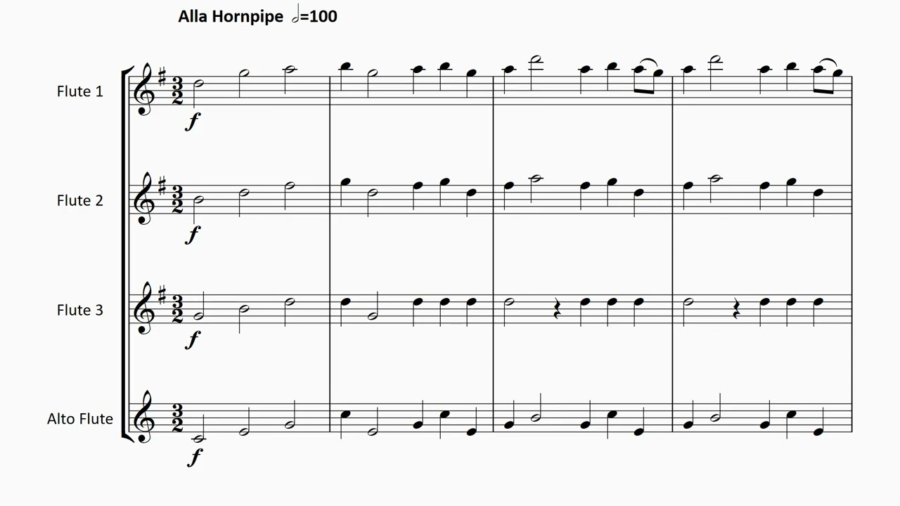 FM1347 Jones Handel Water Music Hornpipe 3 flutes and alto