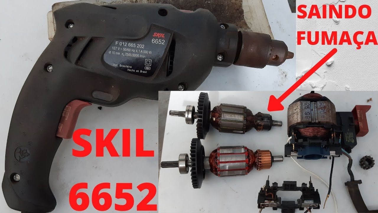 furadeira skil 6652 cheirando queimado e saindo fumaça!🤦 Veja como analisar o defeito e consertar
