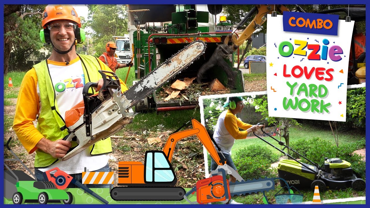 Best Yard Work + Lawn Mowers For Toddlers | Hedger, Edger, Blower, Chainsaws With Ozzie Like Blippi